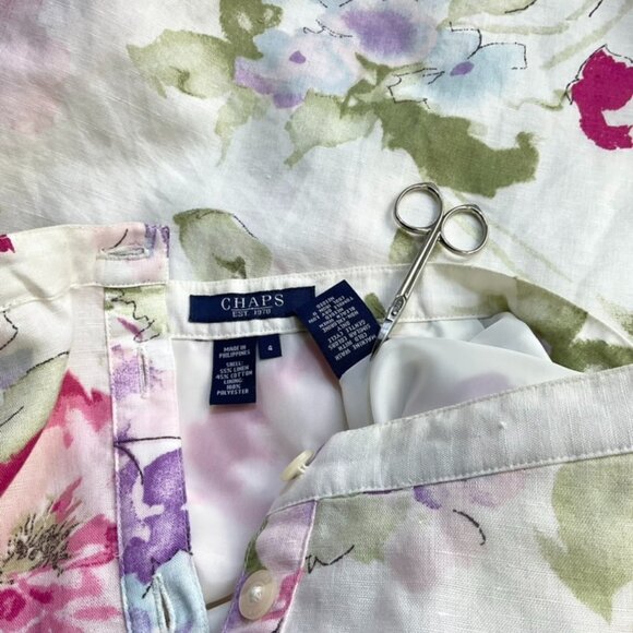 Chaps Linen Skirt Maxi Floral Buttonfront (4) - Picture 5 of 6